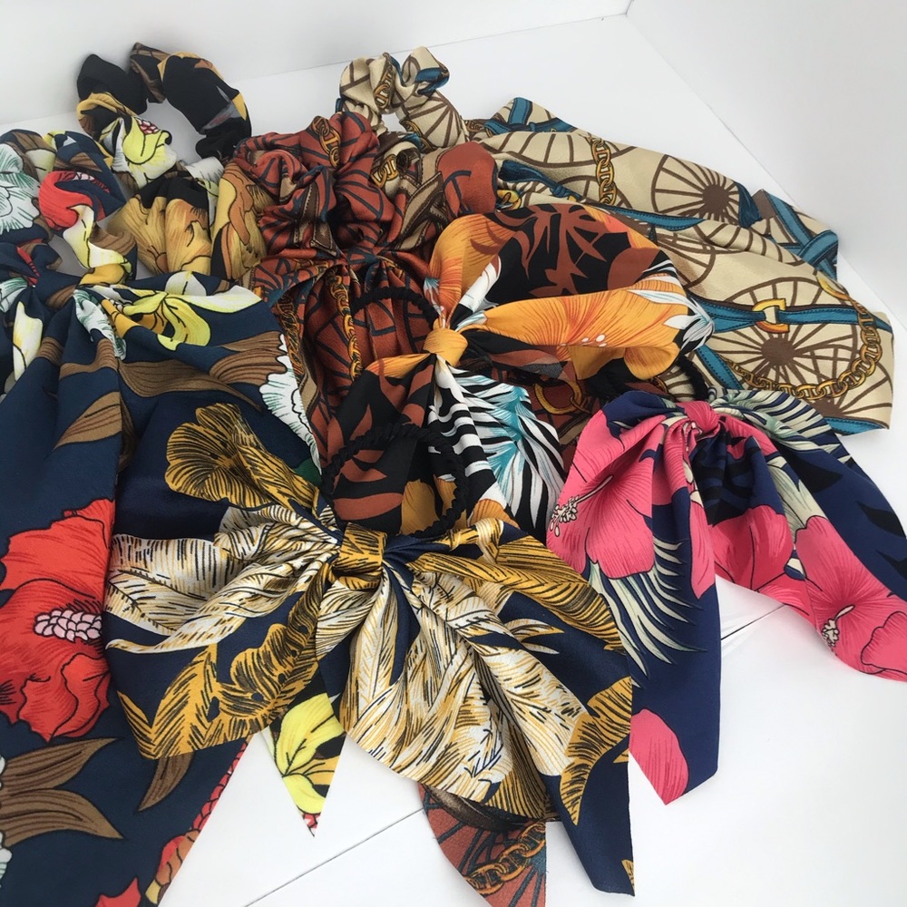 Boho short and long tail Silk/Chiffon scrunchies